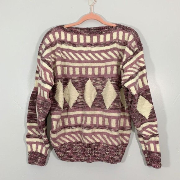 Black Leslie Fay White 90/'s Clothing Oversized Vintage Cardigan Medium Small Red Vintage Sweater Vintage Clothing Tribal Print